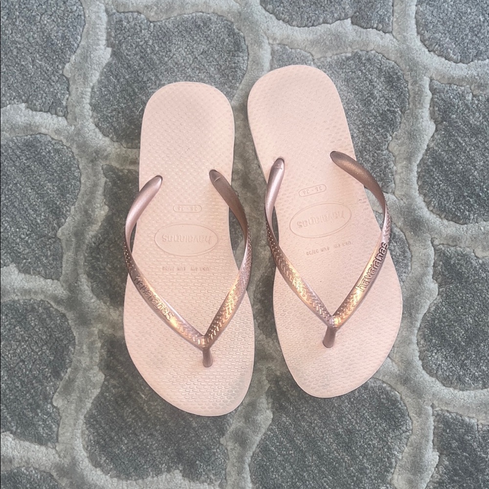 Havaianas Metallic Pink Flip Flops